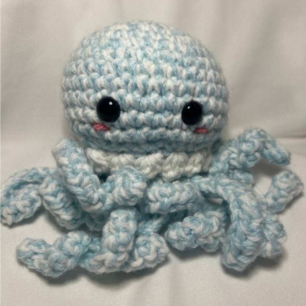 Handmade Blue and White Crochet Jellyfish Plushie/Plushy